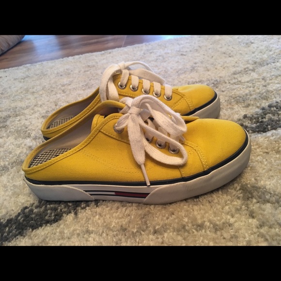 tommy hilfiger yellow slides